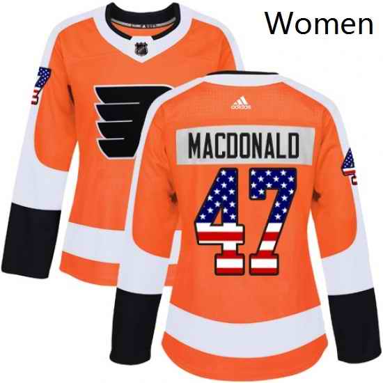 Womens Adidas Philadelphia Flyers 47 Andrew MacDonald Authentic Orange USA Flag Fashion NHL Jersey